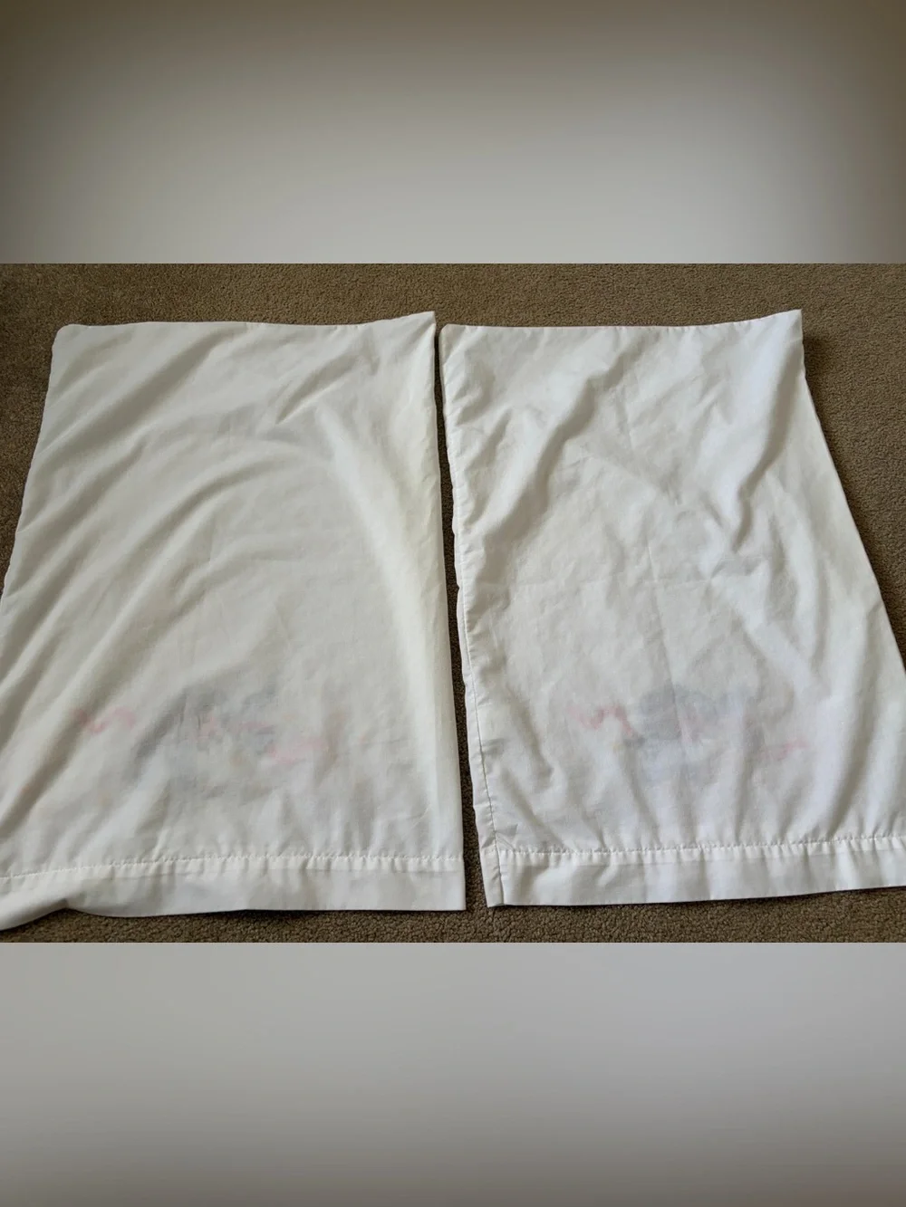 Bucilla White Pillowcases with Pink Ribbon & Multicolor Floral Embroidery - pair